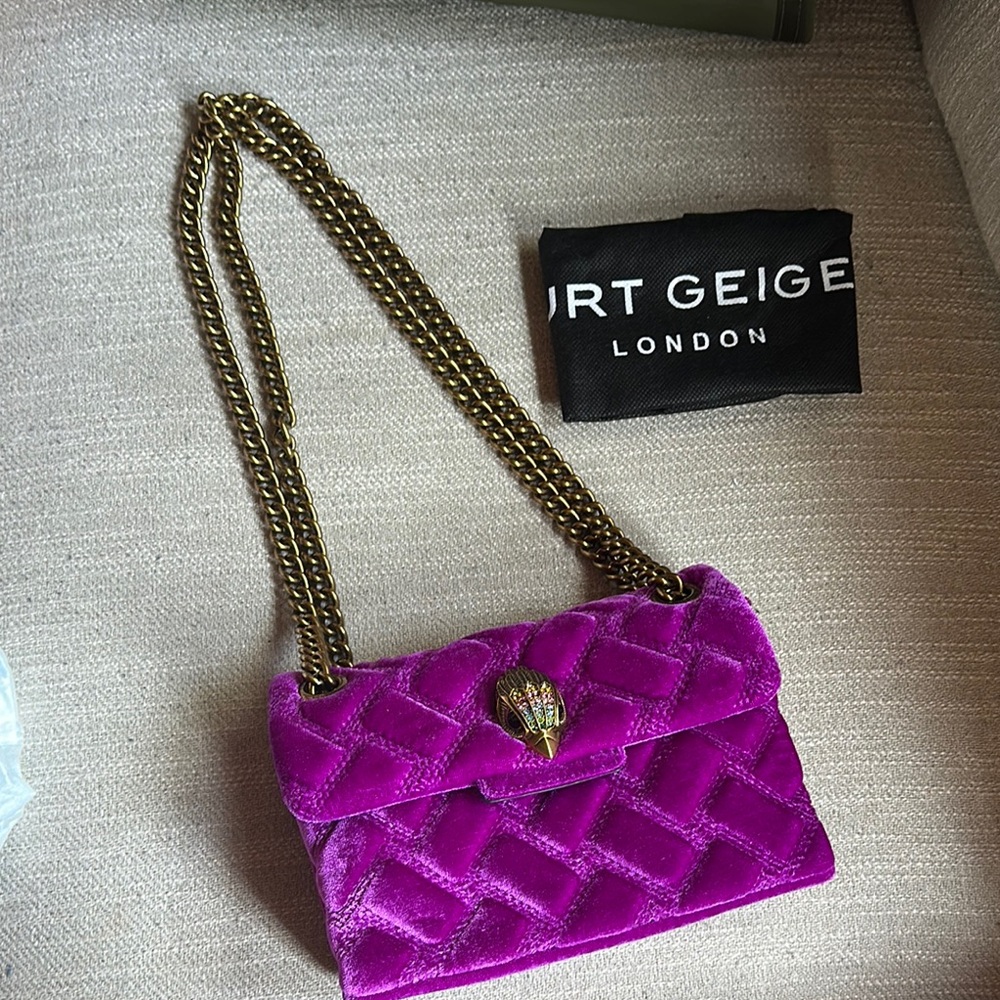 Kurt Geiger Women's Purple Kensington Mini Velvet Bag